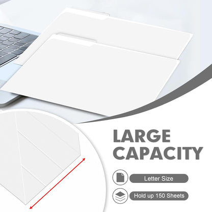File Folder, PANDRI 120 Pack File Folder, 1/3 Cut Tab, Letter Size, Filing Folder for Office School Business, White