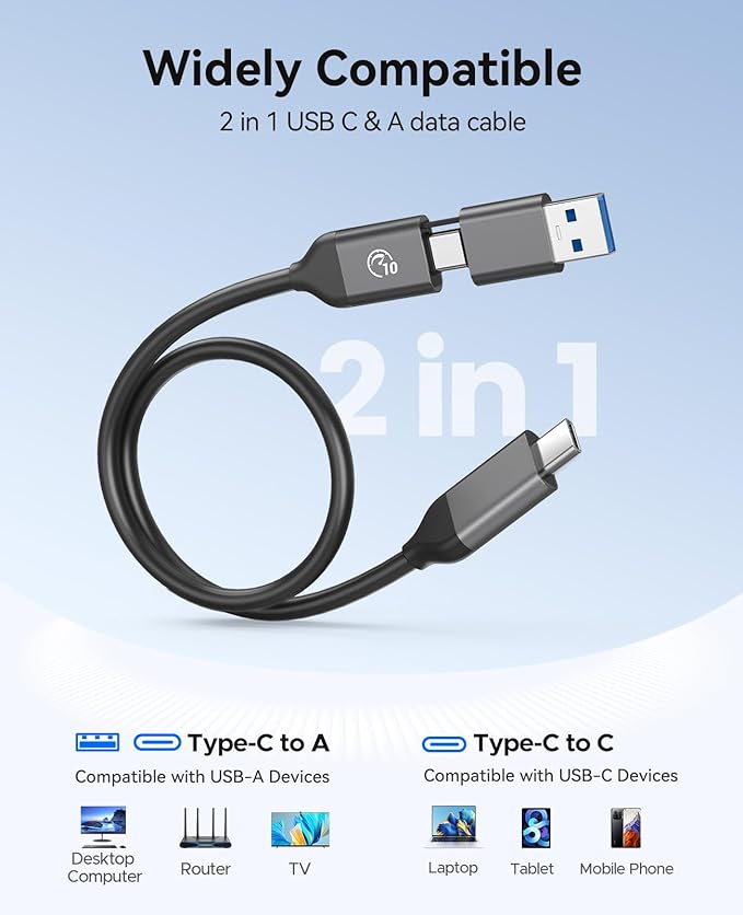 ORICO Portable SSD 4 TB with 2 in 1 USB C Cable, External Solid State Drives, Up to 460MB/s, Status Indicator, Reliable Storage for USB-C Smartphone, PC - B5PLUS(Blue)