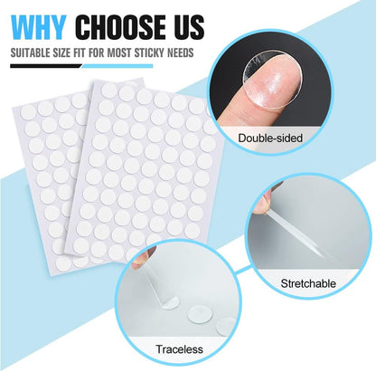 10+20mm Double Sided Sticky Dots Removable Adhesive Putty No Traces Clear Sticky Tack Waterproof Stickers for Decorations(280PCS)