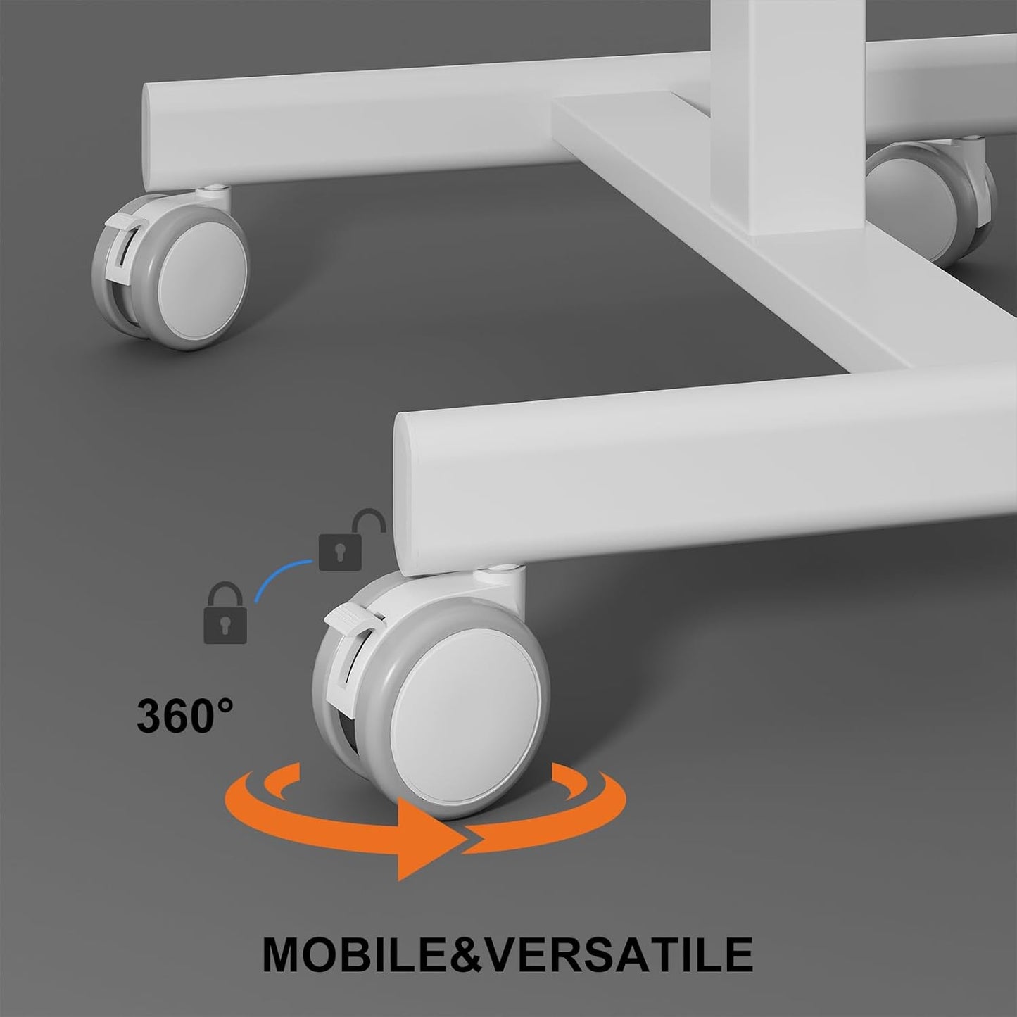 Mobile Small Standing Desk, Gas Spring Adjustable Height Rolling Portable Laptop Desk with Lockable Wheels, Computer Workstation, Rolling Podium (White, 17.8 * 25.5)