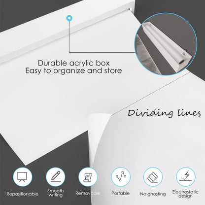 2 Roll Static Cling Dry Erase Sheets, Removable Reusable Whiteboard Poster Paper for Wall, Portable White Board Dry Erase Wallpaper 16.5x23-30 Sheets