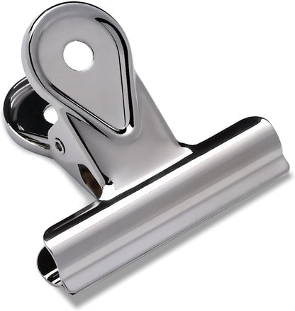 SIAMESE Bulldog Clips, 4 Pcs Binder Clips for Office & Kitchen, Multi-Purpose Binder and Food Bag Clamps for Sealing, Storage, Hanging (Silver)