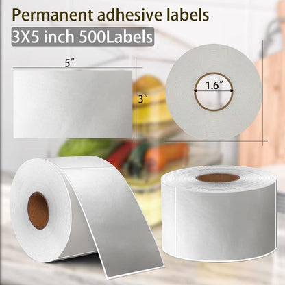 PARLAIM 3" x 5" Rectangle Adhesive Permanent Color Code Stickers,500 per Dispenser Box Roll Square Label Inventory Stickers (Silver)