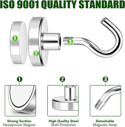 MIKEDE 20 Pack Magnetic Hooks, 110lbs Strong Magnets Hooks Heavy Duty, Extra Cruise Hook for Hanging, Industrial Metal Refrigerator Cabins, Fridge, Kitchen, Grill