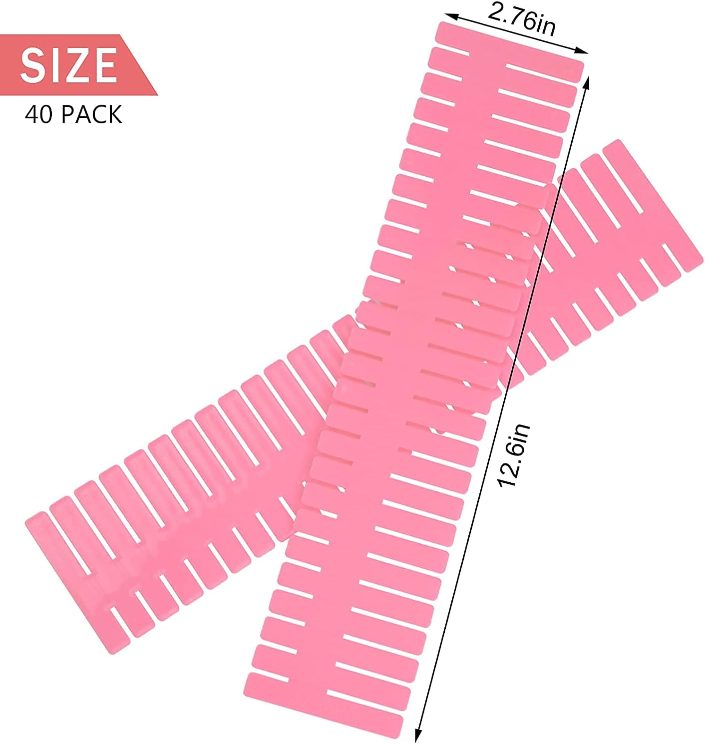 40Pcs Drawer Dividers, Adjustable Drawer Organizer for Socks, Underwear, Makeup, Can Help Tidy Kitchen, Bedroom, Dresser Pink