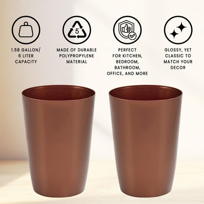 HOLDN’ STORAGE Small Trash Can - Set of 2 Open Top Waste Bin of 1.58 Gallon, Compact Waste Can Perfect for Bathroom, Kitchen, Office, Dorm - Durable Garbage Can - Copper