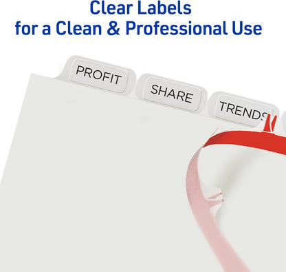Avery 8-Tab Binder Dividers, Easy Print & Apply Clear Label Strip, Index Maker, White Tabs, 25 Sets (11447)