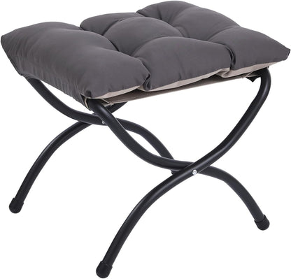 LITA Folding Upholstered Footrest Stool, Modern Small Portable Accent Ottoman with Detachable Thick Cotton Cushion Padded Sofa Stool with Metal Frame for Lazy Chair, Living Room & Bedroom, Dark Grey