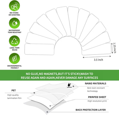SVNOOC Multi-Use Removable Dry Erase Labels Stickers, White, Reusable Sticky Notes for Kitchen Office School All Purpose Use(1.25 * 3.5 inches White)