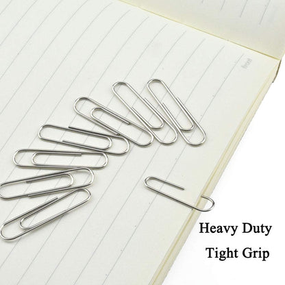 HAHIYO Paper Clips Sturdy 1.3”(33mm) Length 280 Pack Paperclips Heavy Duty Tight Grip Rust Proof Reusable Metal Bright Silver for Home Office School
