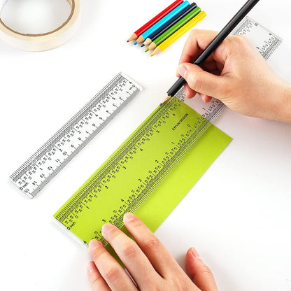 2 Pieces 6"/12" Clear Acrylic Ruler Zero-Centering Ruler with Inches & Metric Measuring Tool 12" and 6" Inch Straight Edge Rulers for Paper Cutting Craft Supplies School Supplies for Students,Office