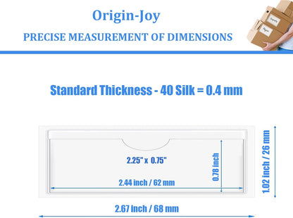 Origin-Joy 60 PCS Self Adhesive Index Card Pockets with Top Open, Clear Plastic Label Holder for Cards of Note, Library and Business, Adhesive Label Pockets & Card Holder (2.25 x 0.75 inch)