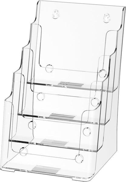 Zavekia 4-Tier 6x9 inch Acrylic Brochure Holder, Clear Literature Organizer Magazine Stand, Flyer Holder