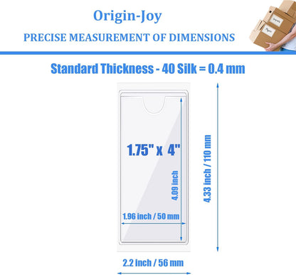 Origin-Joy 60 PCS Self Adhesive Index Card Pockets with Top Open, Clear Plastic Label Holder for Cards of Note, Library and Business, Adhesive Label Pockets & Card Holder (1.75 x 4 inch)