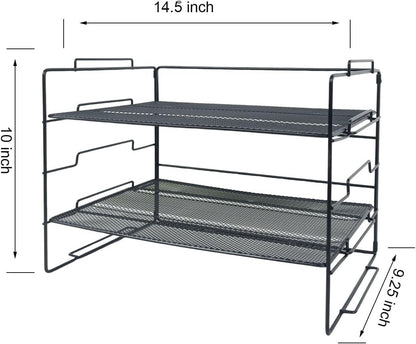 2 Tiers Metal Mesh Desk Organizer and Accessories Stackable Paper Tray and Letter Tray File Organizer, File Document Storage Rack