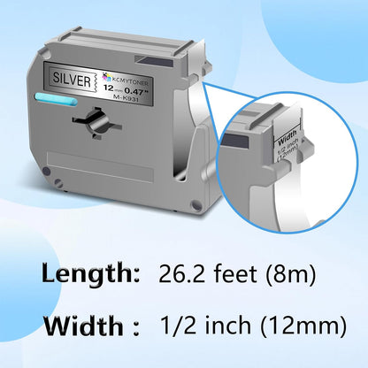 3 Pack Compatible for Brother P-Touch M Tape M931 MK931 M-K931 M-K931S 12mm 0.47 Inch Black on Silver Label Maker Tape for PT-70BMH PT-70DIY PT-70HK PT-70HOL PT-70HOT PT-70SP