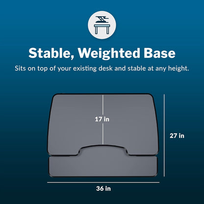 Vari - VariDesk Essential 36 - Two-Tier Standing Desk Converter for Monitor & Accessories - Height Adjustable Sit Stand Desk - Fully Assembled Monitor Riser for Home Office - 36" Wide, Black