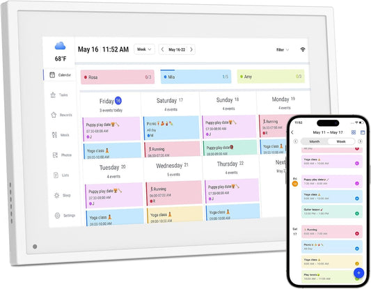 Digital Calendar, 10.1inch Smart WiFi Digital Calendar&Chore Chart, 1920 * 1080 IPS Touch Screen HD Display for Family Schedules, Share Moments Instantly from Anywhere