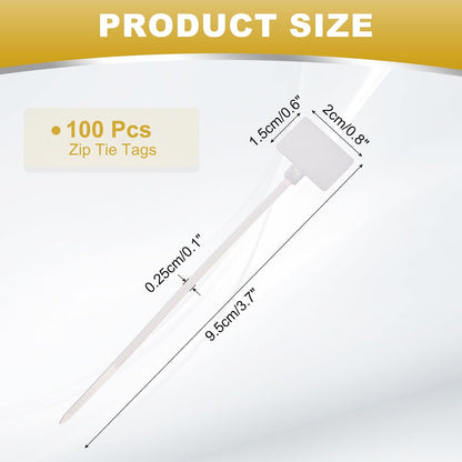 uxcell 100 Pcs Cable Label Marker Tags, Nylon Cable Zip Tie Tags 4.3 Inch Writable Self-Locking Wire Labels Zip Ties for Organization Marking, White