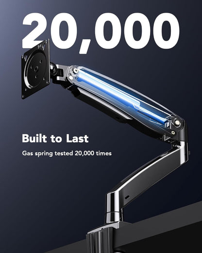 HUANUO Single Monitor Arm for 40 inch Screens, Ultrawide Computer Monitor Mount Holds 26.48 lbs, Upgraded Adjustable Stand with USB, C-Clamp & Grommet Base, VESA 75x75 or 100x100mm