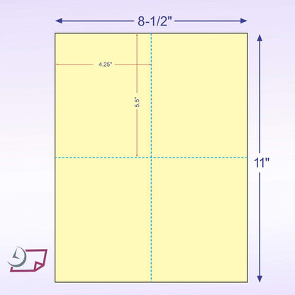 NextDayLabels - 8-1/2" x 11" Laser/Inkjet Postcards 4 Per Page, (4-1/4" x 5-1/2" Each Card | Canary, 1000 Cards)