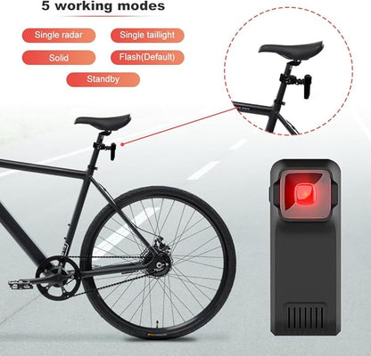 BY-J Bike Radar Tail Light, Visual and Audible Alerts for Approaching Vehicle, Compatible with Garmin Wahoo Bike Computers & Smartphone