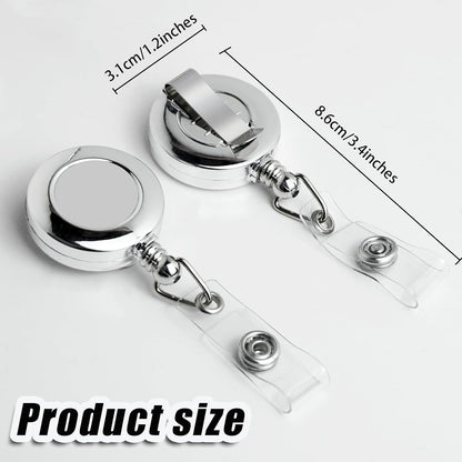 30 Pack Badge Holders, Silver Retractable Badge Reels, Durable Metal Spring Clip (Silver) - 24 Inch Retractable Cord Lanyard