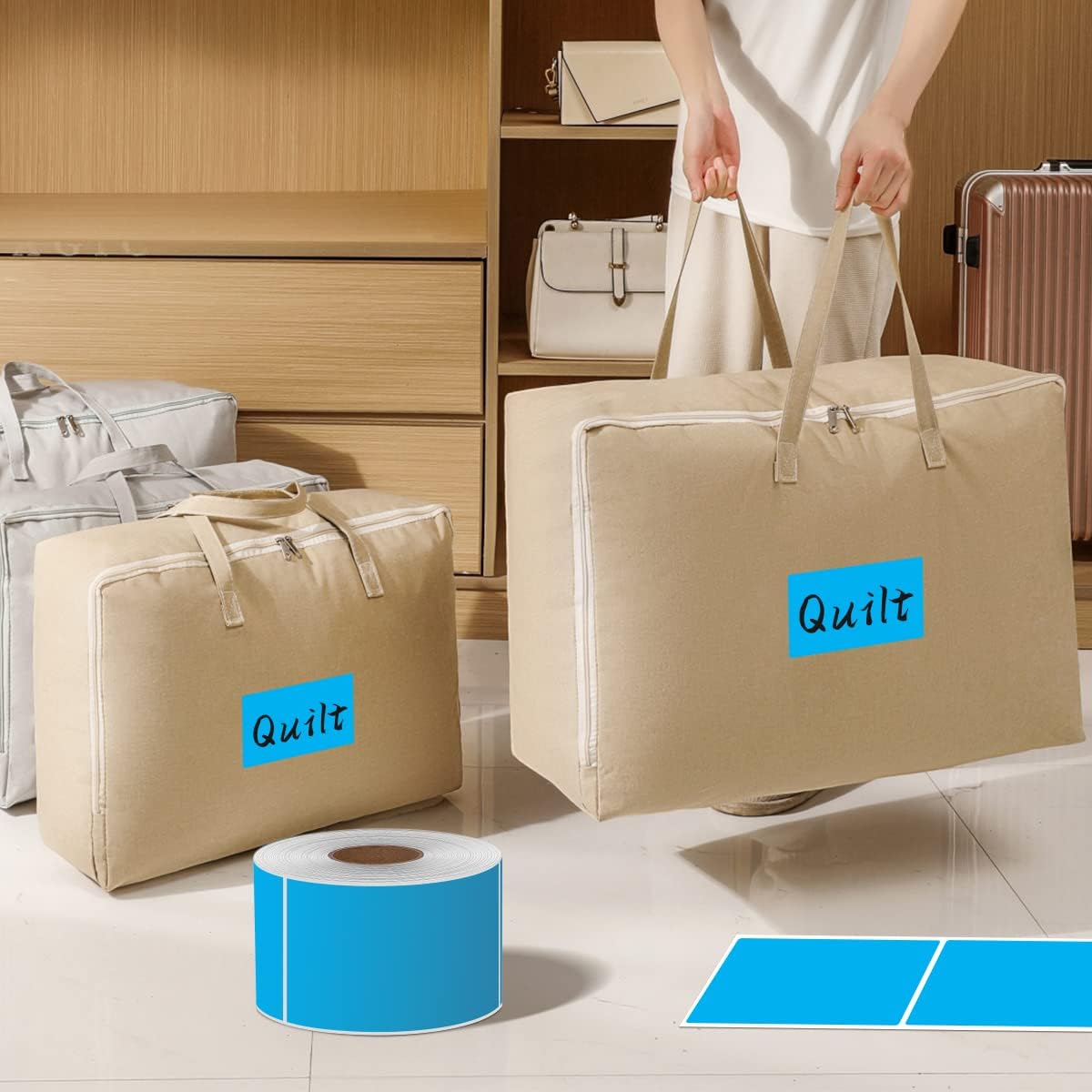 PARLAIM 3 X 5 Inch Rectangle Permanent Adhesive Color Coding Stickers,Square Sky Blue Inventory Stickers -500 Per Dispenser Box(Sky Blue)