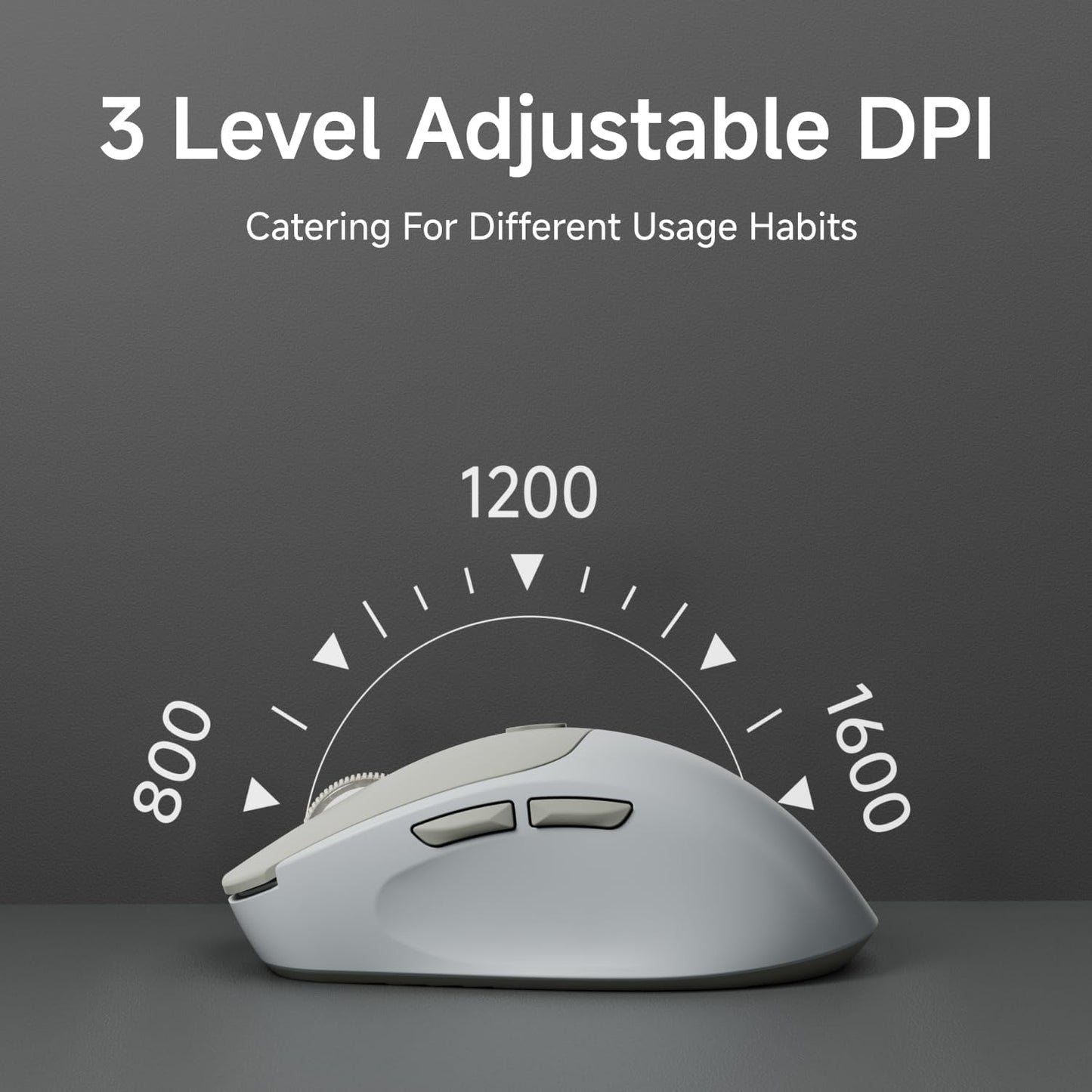 EWEADN Q5 Wireless Mouse, Bluetooth & 2.4G Quiet Computer Mouses with 1600 DPI, Battery Level Display, Ergonomic Office Mouse,6 Button Portable Cute Cordless Mice for Laptop/PC/Mac- Grey