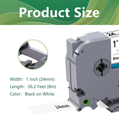 Compatible with Brother TZe-251 TZe TZ Tape 24mm 0.94 Laminated White TZe251 TZ-251 Replacement for PTouch 1 Inch Label Maker Tape for P Touch PTD600 PT-P710BT, 4 Pack