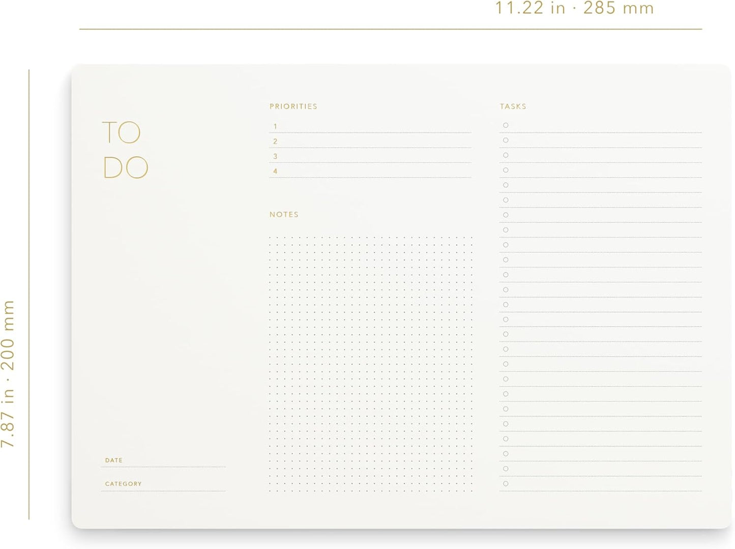 Elegant To Do List Notepad with Mouse Pad Feature, 3 Pack, 11.22" x 7.87", 50 Tear-Off Sheets (50 Each), Gold Foiled, Daily Planning, Eco-friendly To Do List Planner, FSC™ Certified To Do List Notebook for Work