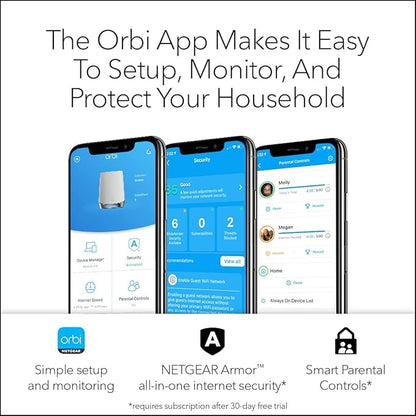 NETGEAR Orbi Whole Home Tri-Band Mesh WiFi 6 System (RBK752) – Router with 1 Satellite Extender | Coverage up to 5,000 sq. ft., 40 Devices | AX4200 (Up to 4.2Gbps)