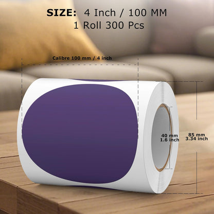 300 PCS Round Stickers 4 Inch Purple Vinyl Circle Floor Dots Sticker Removable Self-Adhesive Colored Large Label Roll for Marking Inventory Organizing Classroom Line Up Spots
