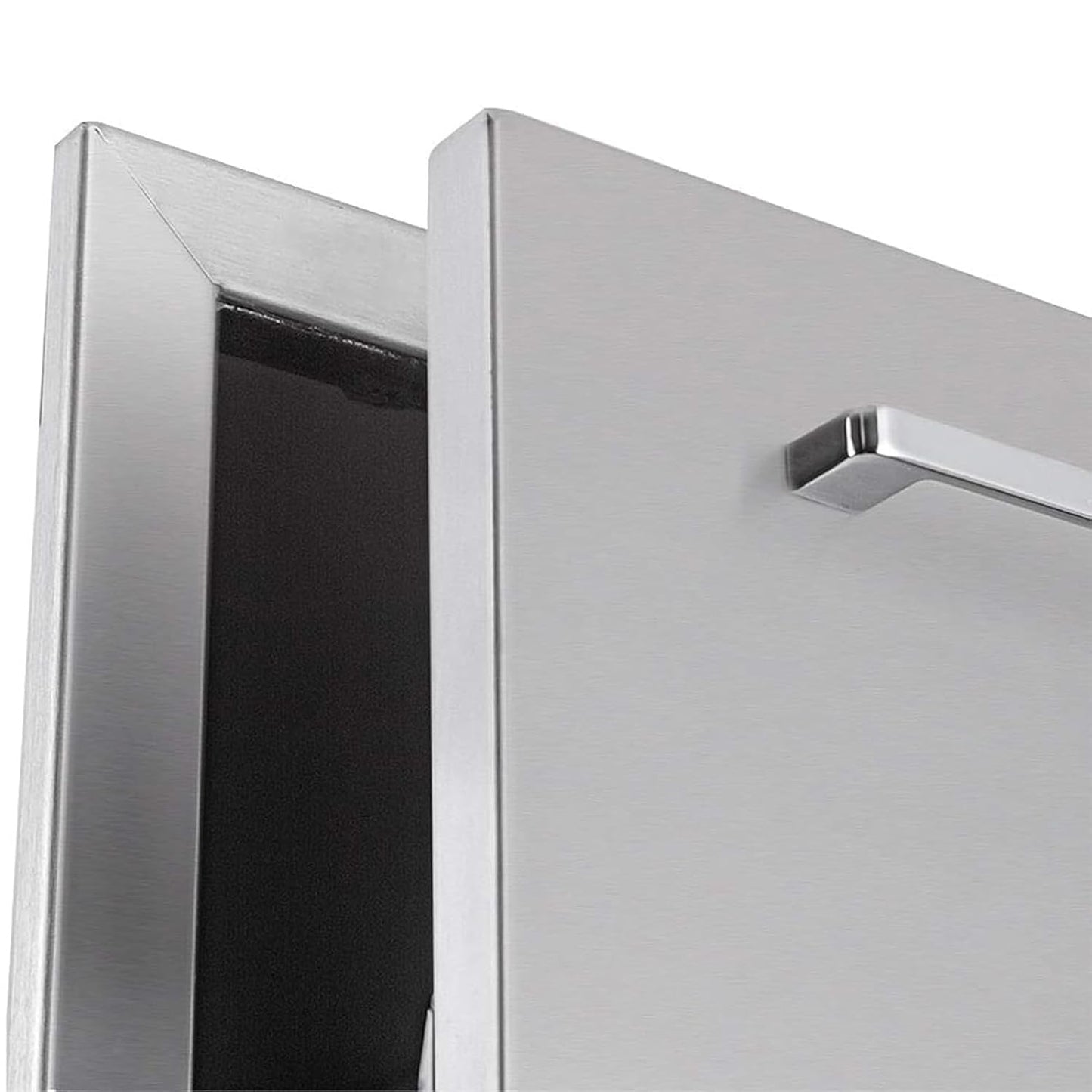 Pull-Out Trash Drawer Stainless Steel Outdoor Kitchen Trash Drawer Storage for Two 10 Gallon Commercial Wastebaskets (W/handle-17x23x16)