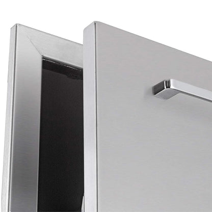 Pull-Out Trash Drawer Stainless Steel Outdoor Kitchen Trash Drawer Storage for Two 10 Gallon Commercial Wastebaskets (W/handle-17x23x16)