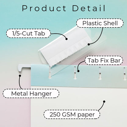 Y YOMA 6 Pack Decorative Hanging File Folders Letter Size Cute Hanging Folder Pretty File Folder Organizer for Filing Cabinet Office Home with 1/5-Cut Adjustable Tabs, Gradient Glow