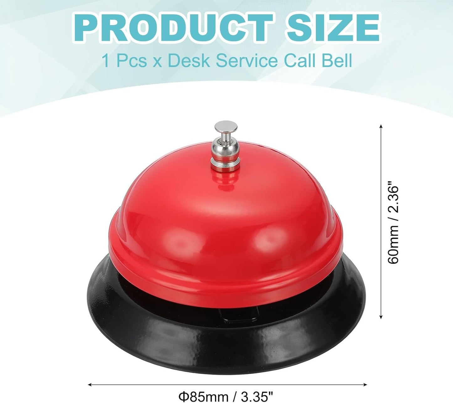 uxcell Desk Service Call Bell, 3.35 Inch Metal Dinner Service Bell Ring for Hotel Restaurant Reception Area and Wedding Party Events, Red
