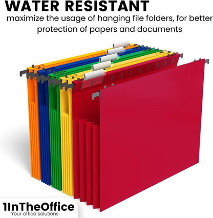 1InTheOffice Hanging File Folder, Hanging File Pocket, Expandable Hanging File Folder, Letter Size, Assorted Color, 5 Pack