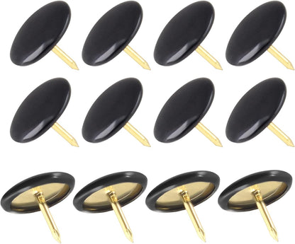 Piutouyar 300Pcs Black Decorative Flat Push Pin, Plastic Roundness Head Thumbtack, Black Thumb Tacks for Wall, Map, Cork Board, 3/8 Inch