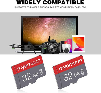 Two Memory Cards TF Card 32GB with Adapter, C10 U3 UHS-1 A1, for Camera/Smartphone/Drone/Dash Cam/Action Cam (2 x 32GB)