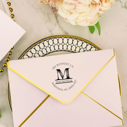 EAQ Custom Stamp Self Inking Return Address Stamp, Personalized Stamp with Text Logo | Business Logo Stamp | Address Stamp | Wedding Stamp