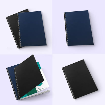 100 Pack Binding Covers Set, 8.5x11 Inches, Including 50 Pcs 12 Mil Navy Color Plastic Binding Covers, 50 Pcs 12 Mil, Black Color Plastic Binding Covers, Sand Textured