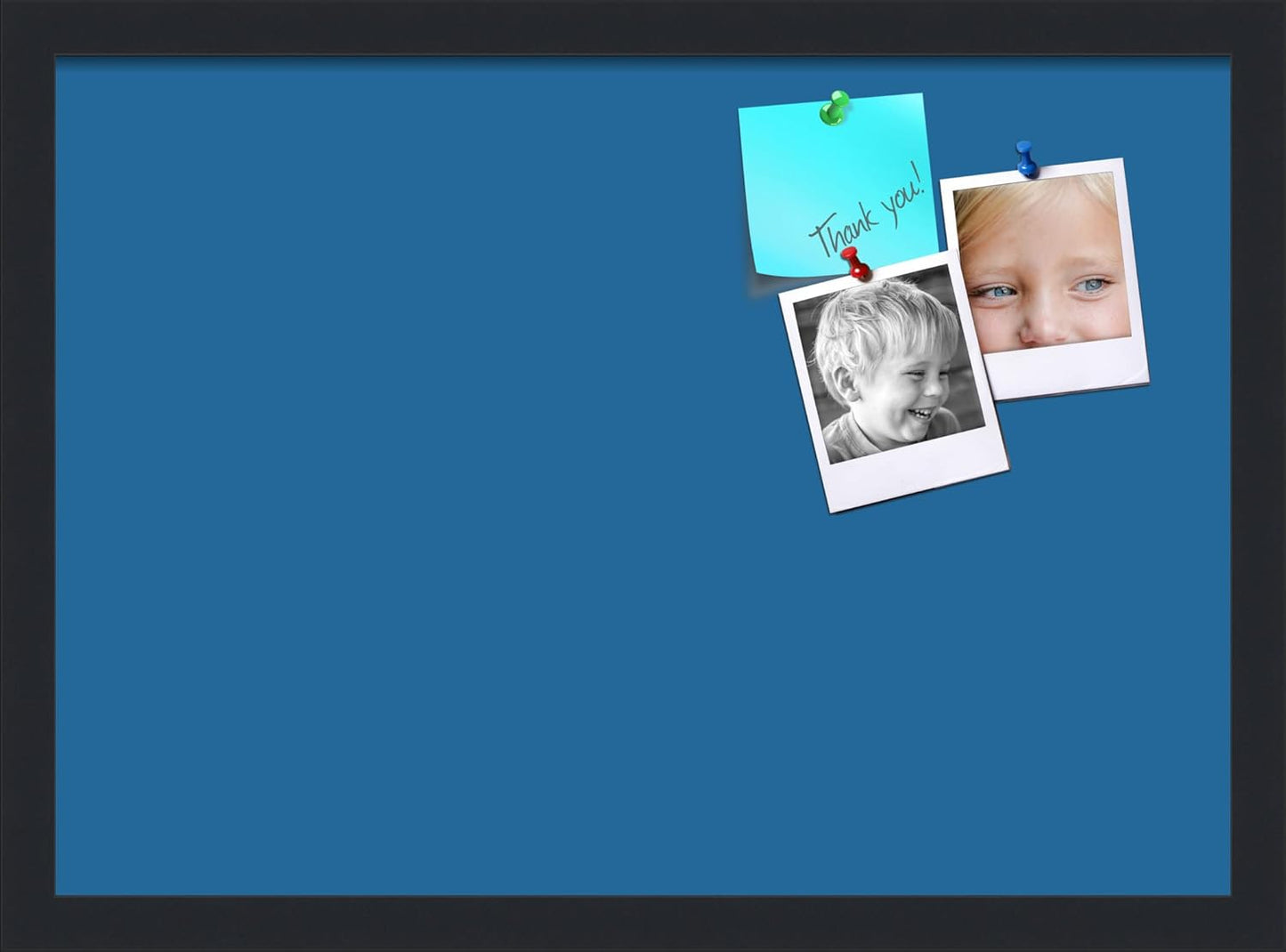 PinPix 21x15 Inch Cork Bulletin Board. This Decorative Framed Pin Board Comes with Navy Pastel Design and a Satin Black Frame. Ideal for Home Office Decor or Message Board (PinPix-1811)