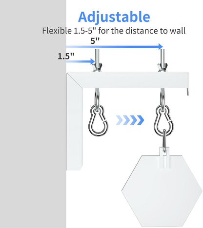 Universal Projector Screen Wall Mount L-Brackets Hanging Ceiling Mount, 6 inch Adjustable Extension with Hook for Home Projector and Movie Screens, Hold up to 66 lbs, White PRL003W