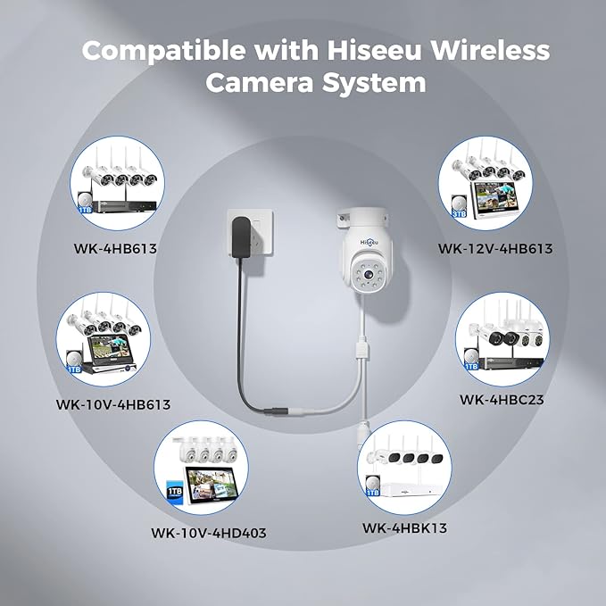 Hiseeu 3MP Wireless Outdoor Security Camera, 2.4G/5G WiFi, Color Night Vision, 360° Pan&Tilt, Motion Detection, Siren & Light Alarm, IP66 Waterproof, NVR Compatible, No Monthly Fee