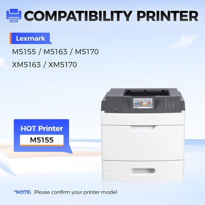 24B6015 Toner Cartridge Black with chip High Yield 1-Pack Replacement for Lexmark 24B6015 Toner Cartridges Compatible with Lexmark M5155 M5163 M5170 XM5163 XM5170 Laser Printer Ink All-in-One