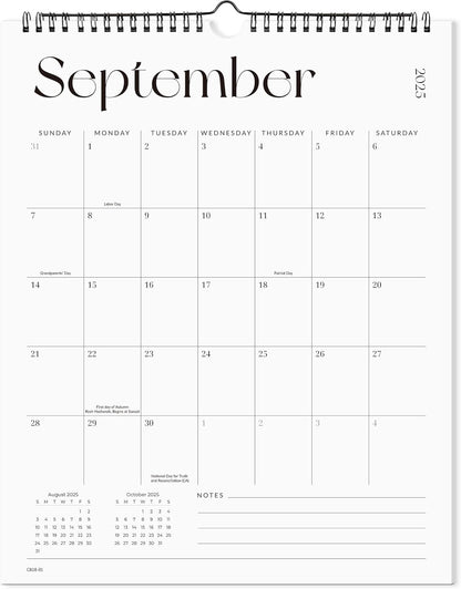 Cabbrix Wall Calendar 2025-2026, 18 Monthly Wall Calendar September 2025 to December 2026, 15" x 12", Twin-Wire Binding, Hanging Calendar for Home Office School, Simplified