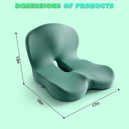 Buttocks Cushion for Office Chair Memory Foam Seat Pad for Butt Support Tailbone Relief Ergonomic Chair Cushion for Home Car Travel or Work (Army Green)
