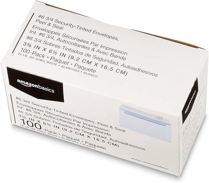 Amazon Basics Security Self-Seal Mailing Envelope, White, 6 3/4, 100-Pack