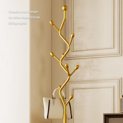 Tree-shaped coat rack stand,Metal coat tree with 8 Hooks and sturdy cast iron base,Heavy Duty coat rack freestanding coat hanger stand for Clothes Hats Scarfs Purses (gold)
